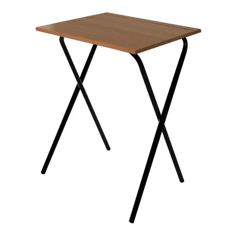 Folding Frame Exam Desk - W450 x D600 x H710mm - Black Legs - Aida Walnut
